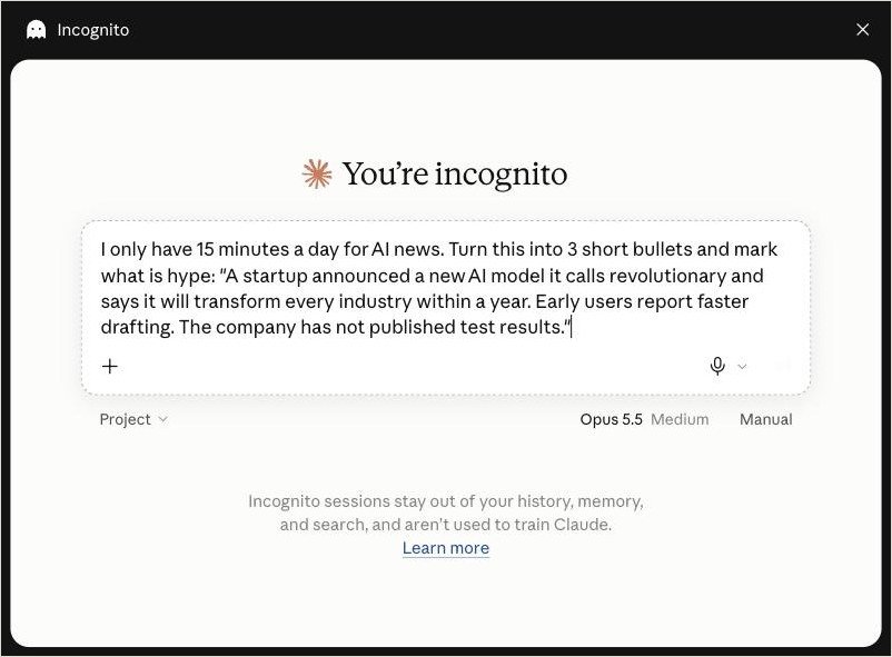 Screenshot: Paste the news item and ask for 3 short bullets with the hype marked.