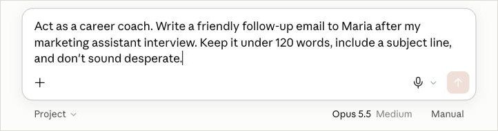 Screenshot: Type your prompt with all five parts.